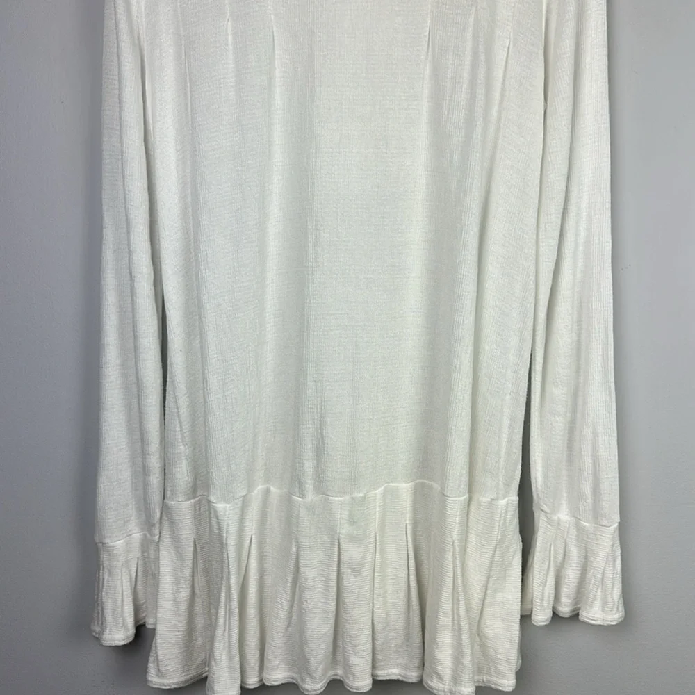 Free People Your Girl White Flounce Hem Textured Tunic Top Size S Mini Dress